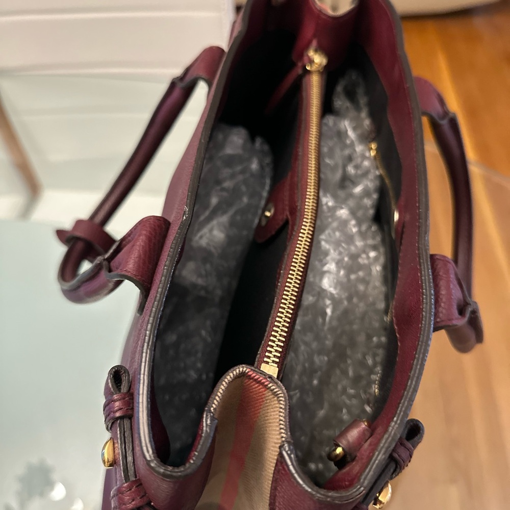 Burberry Deep Red Leather Tote - Picture 4 of 12